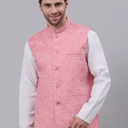 NEUDIS Pink Sleeveless Mandarin Collar Nehru Jacket-picture-44