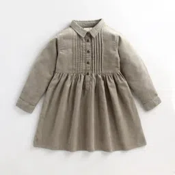Cherry Crumble By Nitt Hyman Kids Pista Green Cotton Dress-image-88