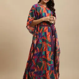 Claura Multicolor Printed Kaftan Nighty-picture-32