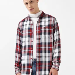 Lee Red Regular Fit Checks Shirt-picture-8