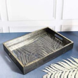 Smokey Cocktail Grey Engineered Wood Luxury Small Serving Tray-25