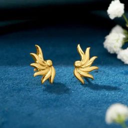 P.N.Gadgil Jewellers 22KT (916) BSI Gold Sunray Slice Stud Earring for Women-picture-2