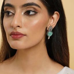 Teejh Whispering Sea Green Silver Earrings-35