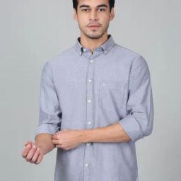 Cantabil Grey Cotton Regular Fit Shirt-image-29