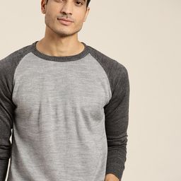 INVICTUS Men Grey Melange Solid Pullover-image-2