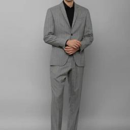 Louis Philippe Grey Slim Fit Checks Two Piece Suit-image-34