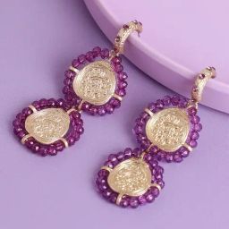 Sohi Gold Plated Designer Stone Party Drop Earrings-42
