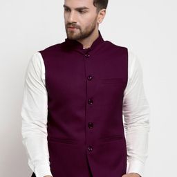 TREEMODA Men Purple Nehru Jacket-24