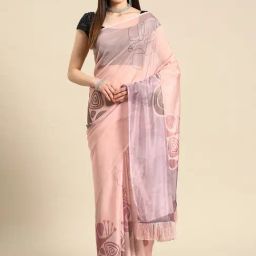Silk Land Peach Silk Printed Saree With Blouse-image-85