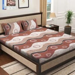 Klotthe Multicolor 300 TC Polycotton Double Book Fold Bedsheet with 2 Pillow Covers-image-80