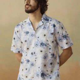 Andamen Blue Relaxed Fit Printed Shirt-image-86
