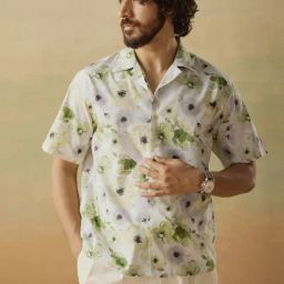 Andamen Green Relaxed Fit Printed Shirt-image-67