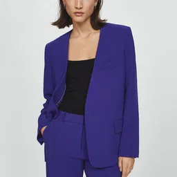 MANGO Collarless Front-Open Blazer-3