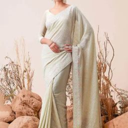 Soch Sap Green Embellished Saree With Unstitched Blouse-image-49