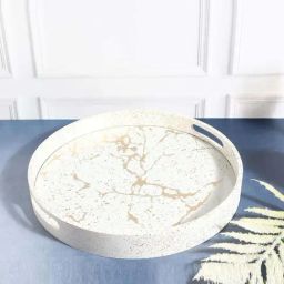 Smokey Cocktail White Engineered Wood Luxury Small Serving Tray-30