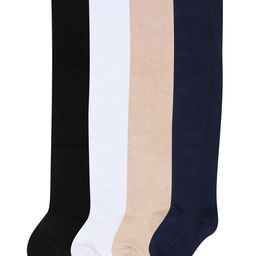 Bonjour Girls Pack Of 4 Assorted Solid Knee Length Socks-52
