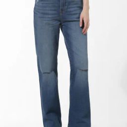Only Blue Blended Distressed Regular Fit High Rise Jeans-image-96