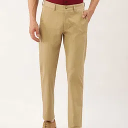 Peter England Men Khaki Slim Fit Trousers-picture-22