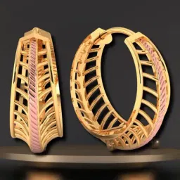 P.C. Chandra Jewellers 18KT Yellow Gold Graceful Huggie Earrings With Rose Gold Touch-image-60