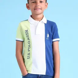 U.S. Polo Assn. Boys Green Colourblocked Polo Shirt-image-54