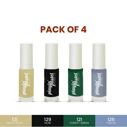 Neyah Set Of 4 Playin Pastel Nail Polish - 7ml Each -Matte Plyin-Noir-Forest Green-Thistle image 2