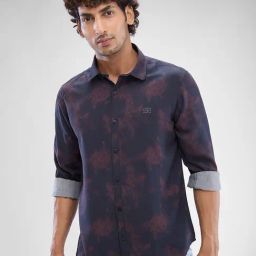 Spykar Red Slim Fit Printed Shirt-image-44