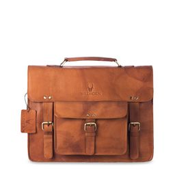 WildHorn Men Tan Brown Solid 15 Inch Leather Laptop Bag-43