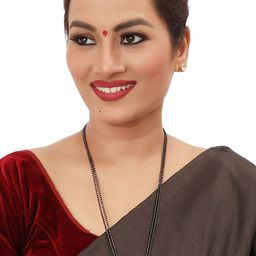 Knigght Angel Jewels Gold-Plated Kundan-Studded & Beaded Mangalsutra With Earrings-13
