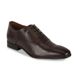 Van Heusen Men Brown Solid Leather Formal Oxfords-image-30