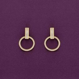 Kai Jewel Sterling Silver Gold Gleaming Circular Crystals Drop Earrings for Women-image-1