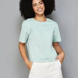 Fame Forever by Lifestyle Mint Green Cotton Regular Fit T-Shirt-picture-47