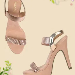 Rocia by Regal Women's Rose Gold Ankle Strap Stilettos-image-42