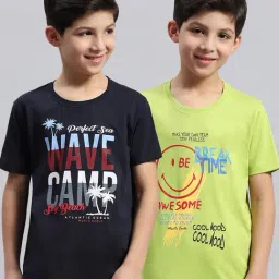 Monte Carlo Kids Navy & Green Printed T-Shirt (Pack Of 2)-picture-23