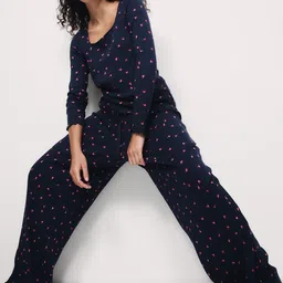 Marks & Spencer Women Printed Round Neck Night suit-picture-38