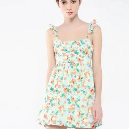 SHOWOFF Green Floral Print A Line Dress-picture-16