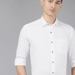 Arrow Pure Cotton Self Design Manhattan Slim Fit Textured Formal Shirt-picture-10