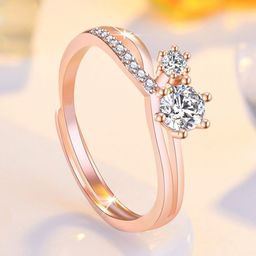 Jewels Galaxy Rose Gold-Plated American Diamond-Studded Ring-25