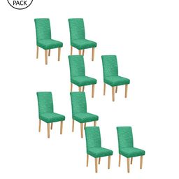 Cortina Set Of 8 Green Printed Chair Covers-15