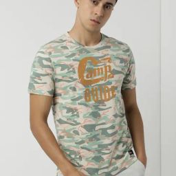 Wildcraft Beige Cotton Regular Fit Camouflage T-Shirt-image-96