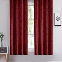 Cortina Maroon Set of 2 Ethnic Motifs Room Darkening Window Curtain-image-23