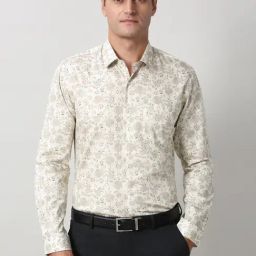 Peter England Beige Cotton Regular Fit Printed Shirt-picture-16