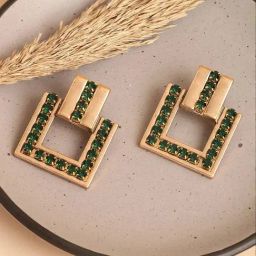 Sohi Gold Plated Designer Stone Party Drop Earrings-10