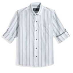 Cavio Light Green Cotton Striped Shirt-image-55