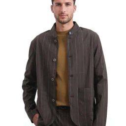Rare Rabbit Brown Regular Fit Stripes Jacket-picture-37