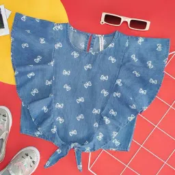 Pantaloons Junior Blue Cotton Printed Top-picture-1