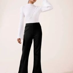 Go Colors! Black High Rise Bootcut Trousers-image-56