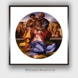 The Art House White & Brown The Holy Family Wooden Framed Canvas Painting Wall Art - 16 x 16 Inch-image-52