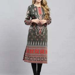Monte Carlo Olive Regular Fit Printed Kurtas-picture-21
