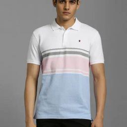 Louis Philippe Multicolor Slim Fit Color-Block Polo T-Shirt-image-32