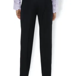 Van Heusen Black Regular Fit Self Pattern Flat Front Trousers image 2